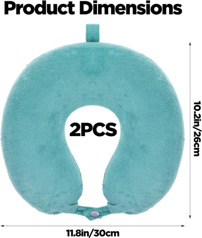 2 Pack Neck Pillow Covers with Zipper, Washable U Shaped Replacement Cover, Reusable Travel Pillow Cover, Soft Smooth Plush Fabric, Universal Fit Airplane Pillows Case