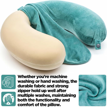 2 Pack Neck Pillow Covers with Zipper, Washable U Shaped Replacement Cover, Reusable Travel Pillow Cover, Soft Smooth Plush Fabric, Universal Fit Airplane Pillows Case