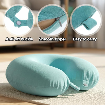 2 Pack Neck Pillow Covers with Zipper, Washable U Shaped Replacement Cover, Reusable Travel Pillow Cover, Soft Smooth Plush Fabric, Universal Fit Airplane Pillows Case