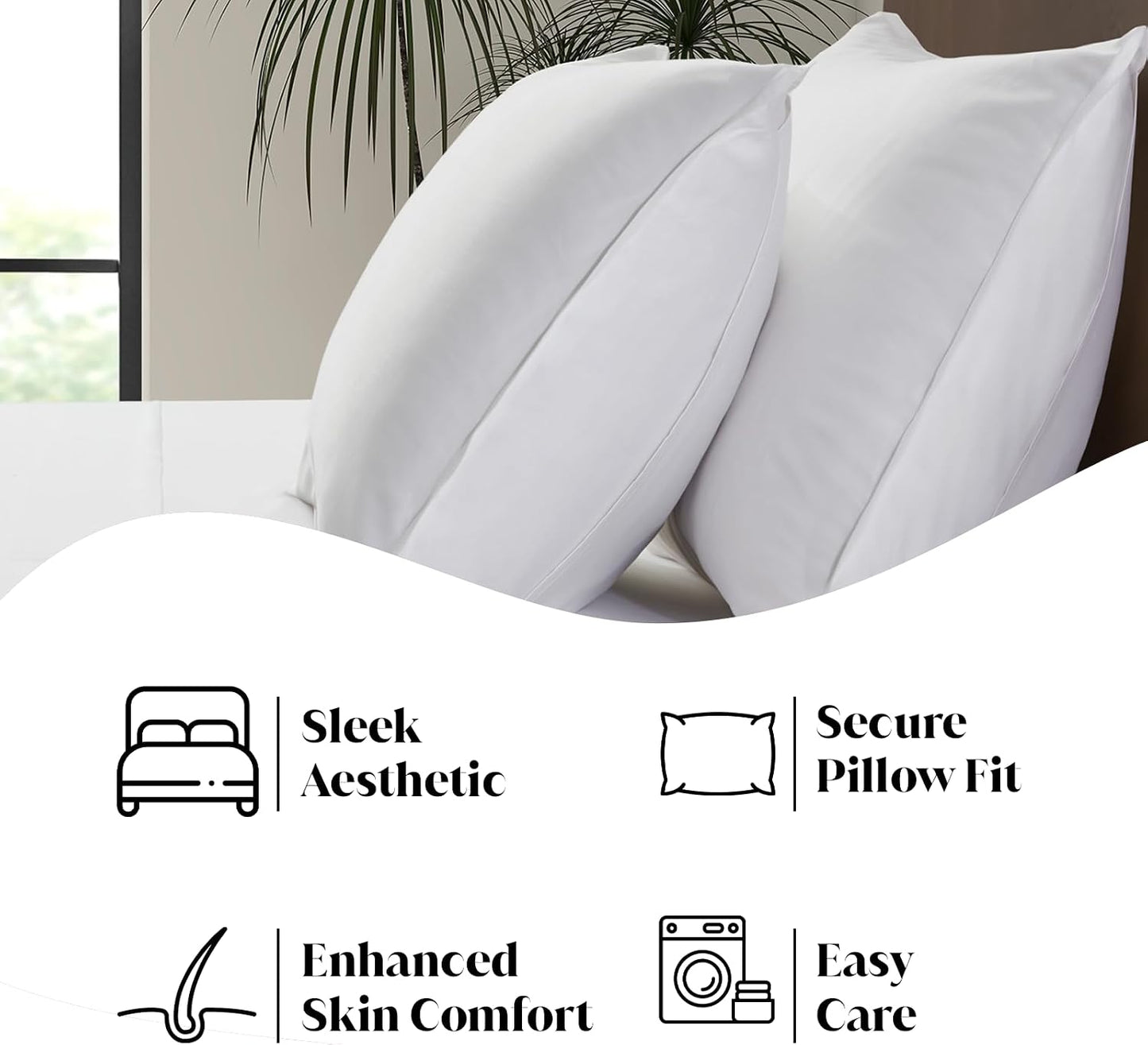 King Envelope Pillowcase Set | 100% Viscose Made from Bamboo | Organically Grown | Ultra Soft | Cooling | 2pcs [Coastal Green]