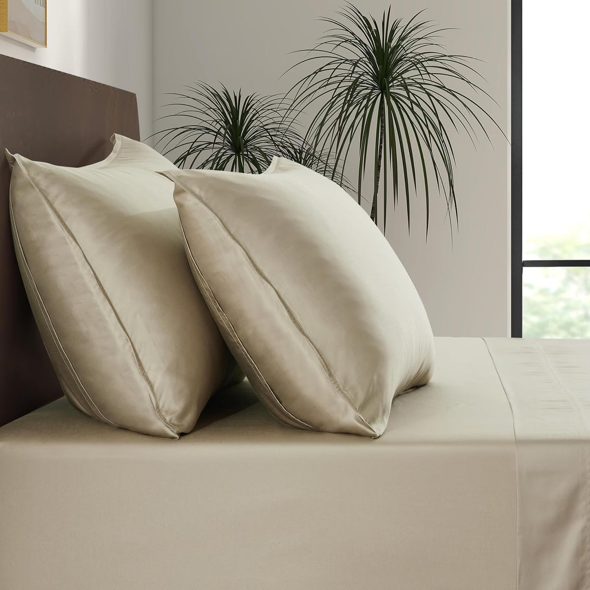 King Envelope Pillowcase Set | 100% Viscose Made from Bamboo | Organically Grown | Ultra Soft | Cooling | 2pcs [Coastal Green]
