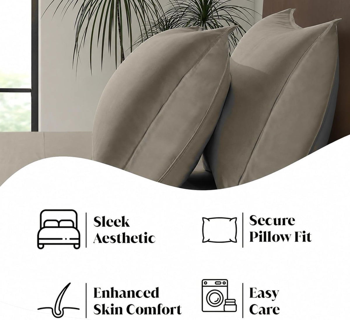 King Envelope Pillowcase Set | 100% Viscose Made from Bamboo | Organically Grown | Ultra Soft | Cooling | 2pcs [Coastal Green]