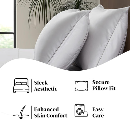 King Envelope Pillowcase Set | 100% Viscose Made from Bamboo | Organically Grown | Ultra Soft | Cooling | 2pcs [Coastal Green]