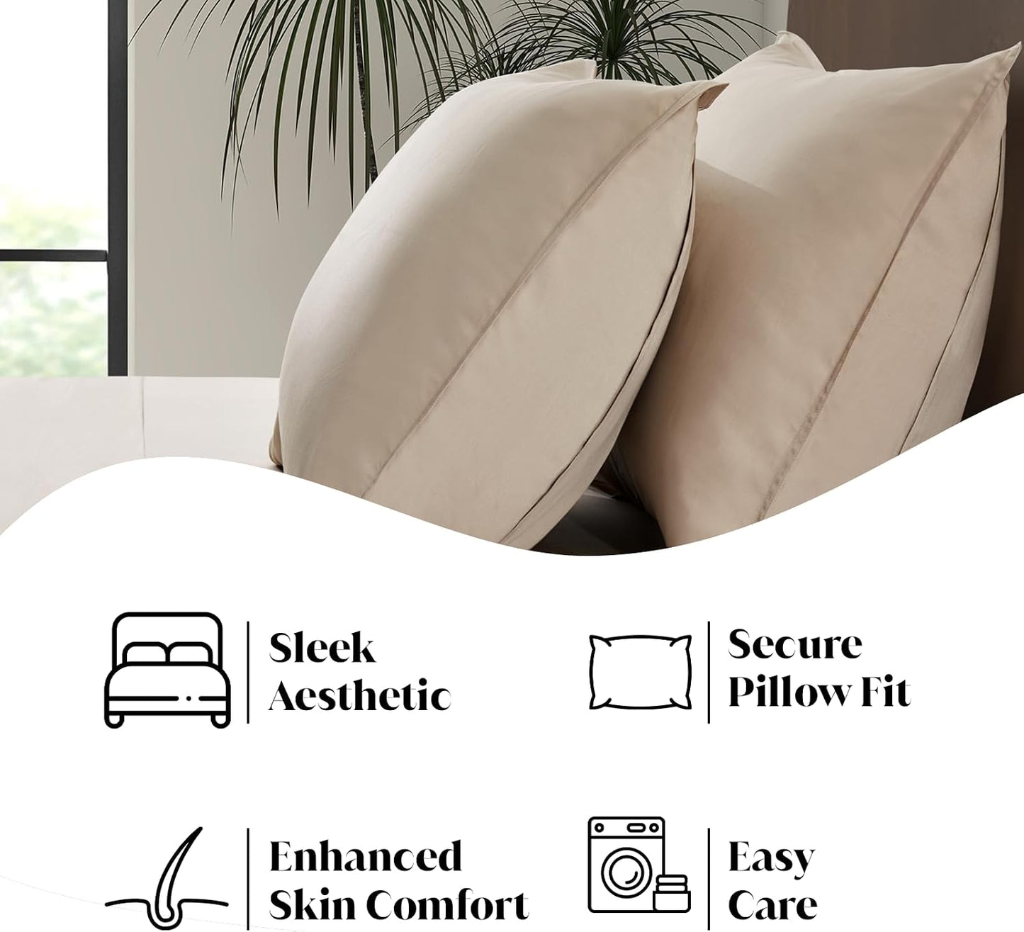 King Envelope Pillowcase Set | 100% Viscose Made from Bamboo | Organically Grown | Ultra Soft | Cooling | 2pcs [Coastal Green]