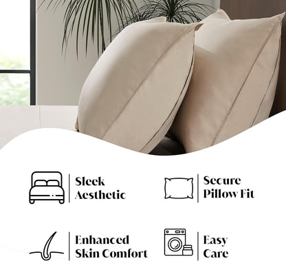 King Envelope Pillowcase Set | 100% Viscose Made from Bamboo | Organically Grown | Ultra Soft | Cooling | 2pcs [Coastal Green]