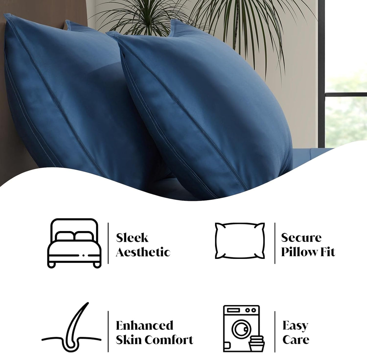King Envelope Pillowcase Set | 100% Viscose Made from Bamboo | Organically Grown | Ultra Soft | Cooling | 2pcs [Coastal Green]