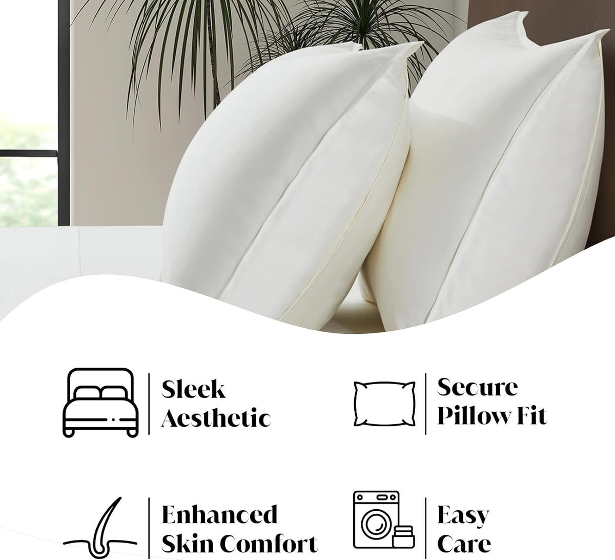 King Envelope Pillowcase Set | 100% Viscose Made from Bamboo | Organically Grown | Ultra Soft | Cooling | 2pcs [Coastal Green]