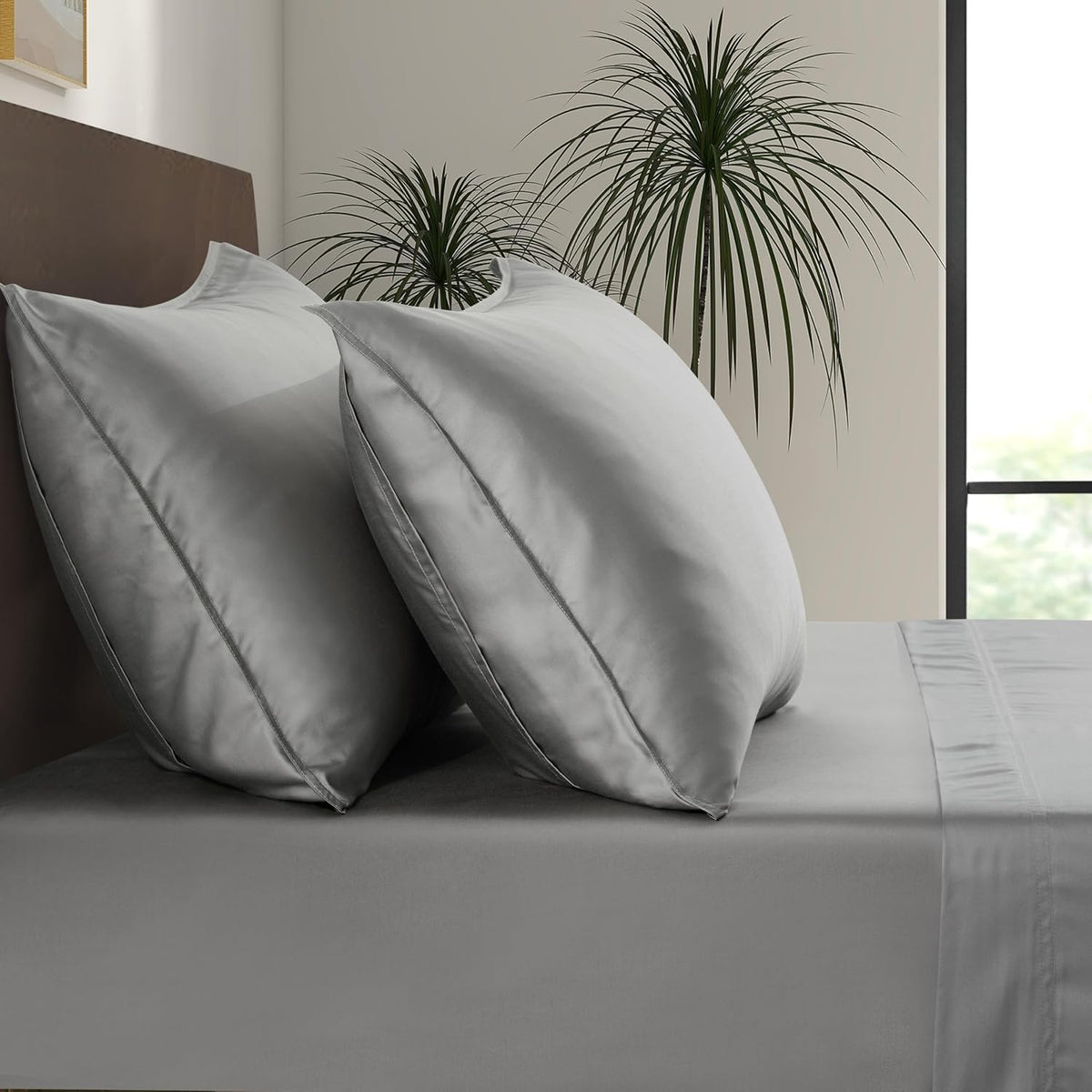 King Envelope Pillowcase Set | 100% Viscose Made from Bamboo | Organically Grown | Ultra Soft | Cooling | 2pcs [Coastal Green]