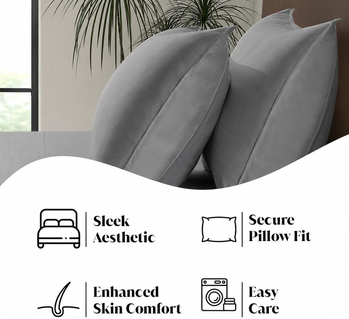 King Envelope Pillowcase Set | 100% Viscose Made from Bamboo | Organically Grown | Ultra Soft | Cooling | 2pcs [Coastal Green]