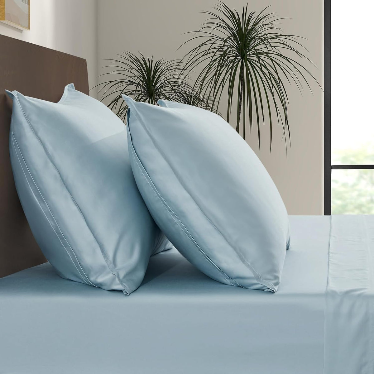 King Envelope Pillowcase Set | 100% Viscose Made from Bamboo | Organically Grown | Ultra Soft | Cooling | 2pcs [Coastal Green]