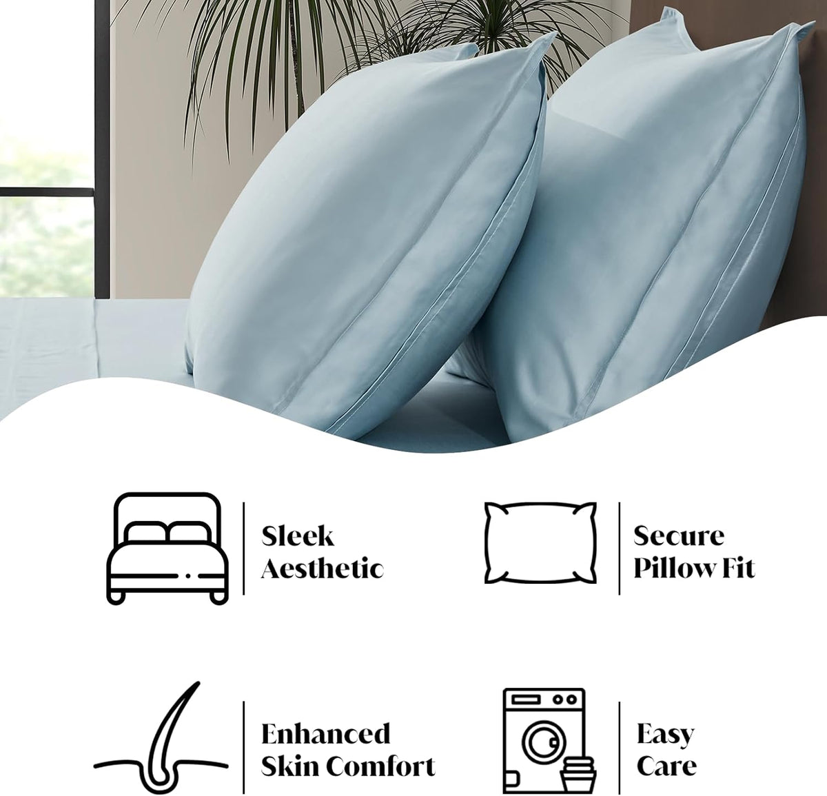 King Envelope Pillowcase Set | 100% Viscose Made from Bamboo | Organically Grown | Ultra Soft | Cooling | 2pcs [Coastal Green]