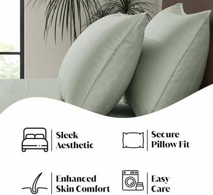 King Envelope Pillowcase Set | 100% Viscose Made from Bamboo | Organically Grown | Ultra Soft | Cooling | 2pcs [Coastal Green]