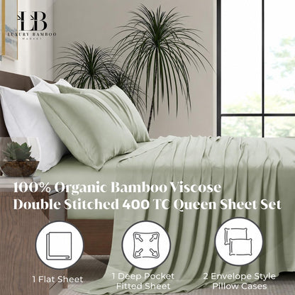 King Envelope Pillowcase Set | 100% Viscose Made from Bamboo | Organically Grown | Ultra Soft | Cooling | 2pcs [Coastal Green]