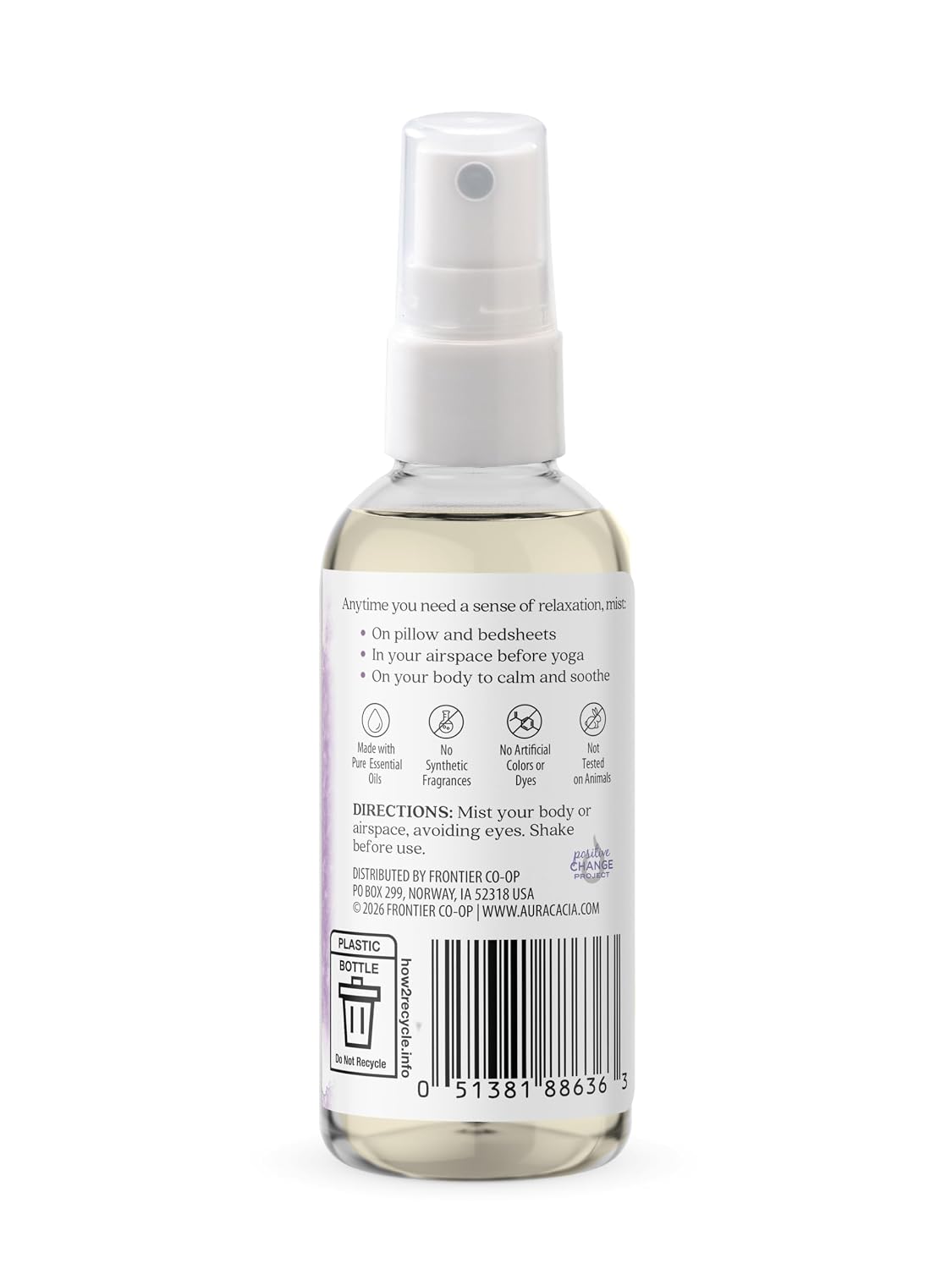 Relaxing Lavender Aromatherapy Mist, 4-Ounce, Lavender Pure Essential Oils, Sweet & Floral Aroma