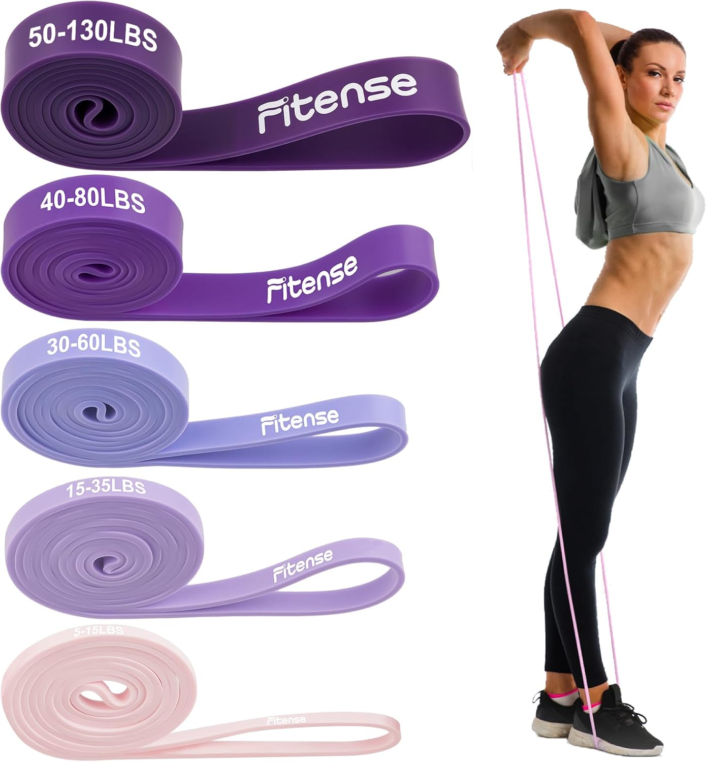 Resistance Bands Set - Pull Up Bands for Men Women, Exercise Bands Resistance with Door Anchor, Training Poster & Pouch for Body Stretching, Pull Up Assist