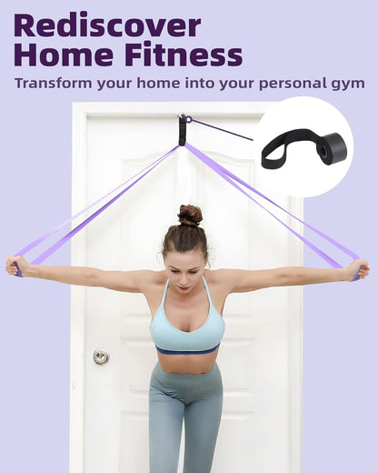 Resistance Bands Set - Pull Up Bands for Men Women, Exercise Bands Resistance with Door Anchor, Training Poster & Pouch for Body Stretching, Pull Up Assist