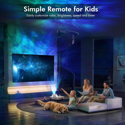 Dual Lens Galaxy Star Aurora Projector Night Light for Bedroom | 58 Light Effects, White Noise, Bluetooth Speaker, Music Sync, Remote Control, Timer, Room Decor Gift for Kids Adults Teens