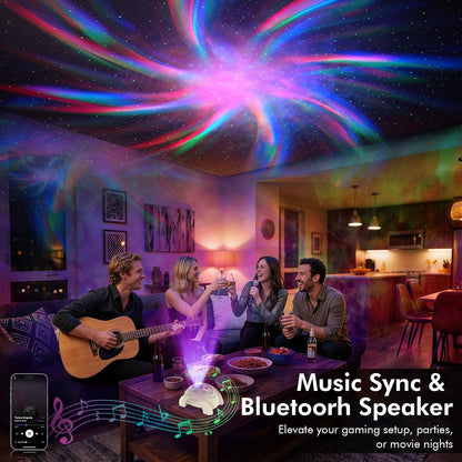 Dual Lens Galaxy Star Aurora Projector Night Light for Bedroom | 58 Light Effects, White Noise, Bluetooth Speaker, Music Sync, Remote Control, Timer, Room Decor Gift for Kids Adults Teens