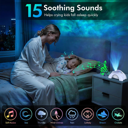 Dual Lens Galaxy Star Aurora Projector Night Light for Bedroom | 58 Light Effects, White Noise, Bluetooth Speaker, Music Sync, Remote Control, Timer, Room Decor Gift for Kids Adults Teens
