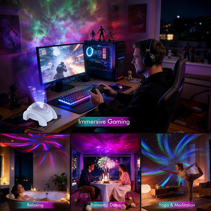 Dual Lens Galaxy Star Aurora Projector Night Light for Bedroom | 58 Light Effects, White Noise, Bluetooth Speaker, Music Sync, Remote Control, Timer, Room Decor Gift for Kids Adults Teens