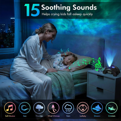Dual Lens Galaxy Star Aurora Projector Night Light for Bedroom | 58 Light Effects, White Noise, Bluetooth Speaker, Music Sync, Remote Control, Timer, Room Decor Gift for Kids Adults Teens
