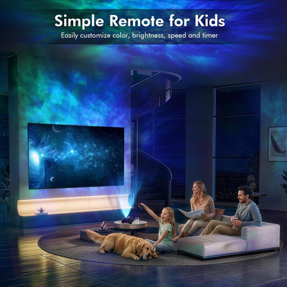 Dual Lens Galaxy Star Aurora Projector Night Light for Bedroom | 58 Light Effects, White Noise, Bluetooth Speaker, Music Sync, Remote Control, Timer, Room Decor Gift for Kids Adults Teens