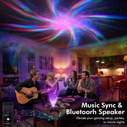 Dual Lens Galaxy Star Aurora Projector Night Light for Bedroom | 58 Light Effects, White Noise, Bluetooth Speaker, Music Sync, Remote Control, Timer, Room Decor Gift for Kids Adults Teens