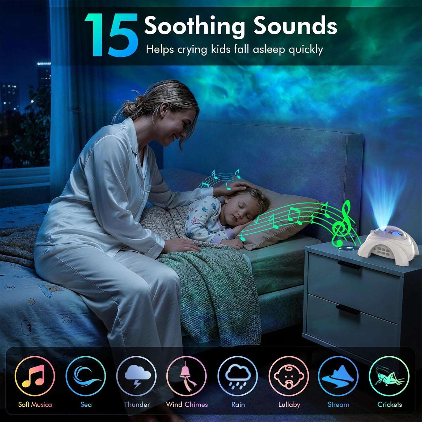Dual Lens Galaxy Star Aurora Projector Night Light for Bedroom | 58 Light Effects, White Noise, Bluetooth Speaker, Music Sync, Remote Control, Timer, Room Decor Gift for Kids Adults Teens