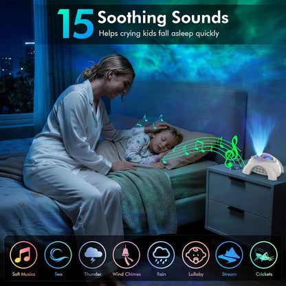 Dual Lens Galaxy Star Aurora Projector Night Light for Bedroom | 58 Light Effects, White Noise, Bluetooth Speaker, Music Sync, Remote Control, Timer, Room Decor Gift for Kids Adults Teens