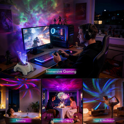 Dual Lens Galaxy Star Aurora Projector Night Light for Bedroom | 58 Light Effects, White Noise, Bluetooth Speaker, Music Sync, Remote Control, Timer, Room Decor Gift for Kids Adults Teens