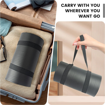 Yoga Knee Pad Cushion, 24 x 9.8 x 0.8 in Thick Mini Yoga Mat, Odor-Free NBR Workout Mat with Storage Strap, Small Exercise Mat for Yoga, Pilates, Kneeling, Planks & Home Gym