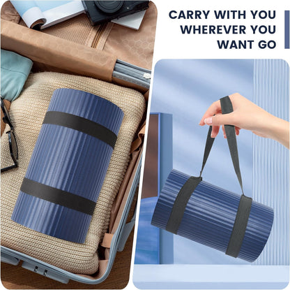 Yoga Knee Pad Cushion, 24 x 9.8 x 0.8 in Thick Mini Yoga Mat, Odor-Free NBR Workout Mat with Storage Strap, Small Exercise Mat for Yoga, Pilates, Kneeling, Planks & Home Gym