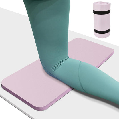 Yoga Knee Pad Cushion, 24 x 9.8 x 0.8 in Thick Mini Yoga Mat, Odor-Free NBR Workout Mat with Storage Strap, Small Exercise Mat for Yoga, Pilates, Kneeling, Planks & Home Gym