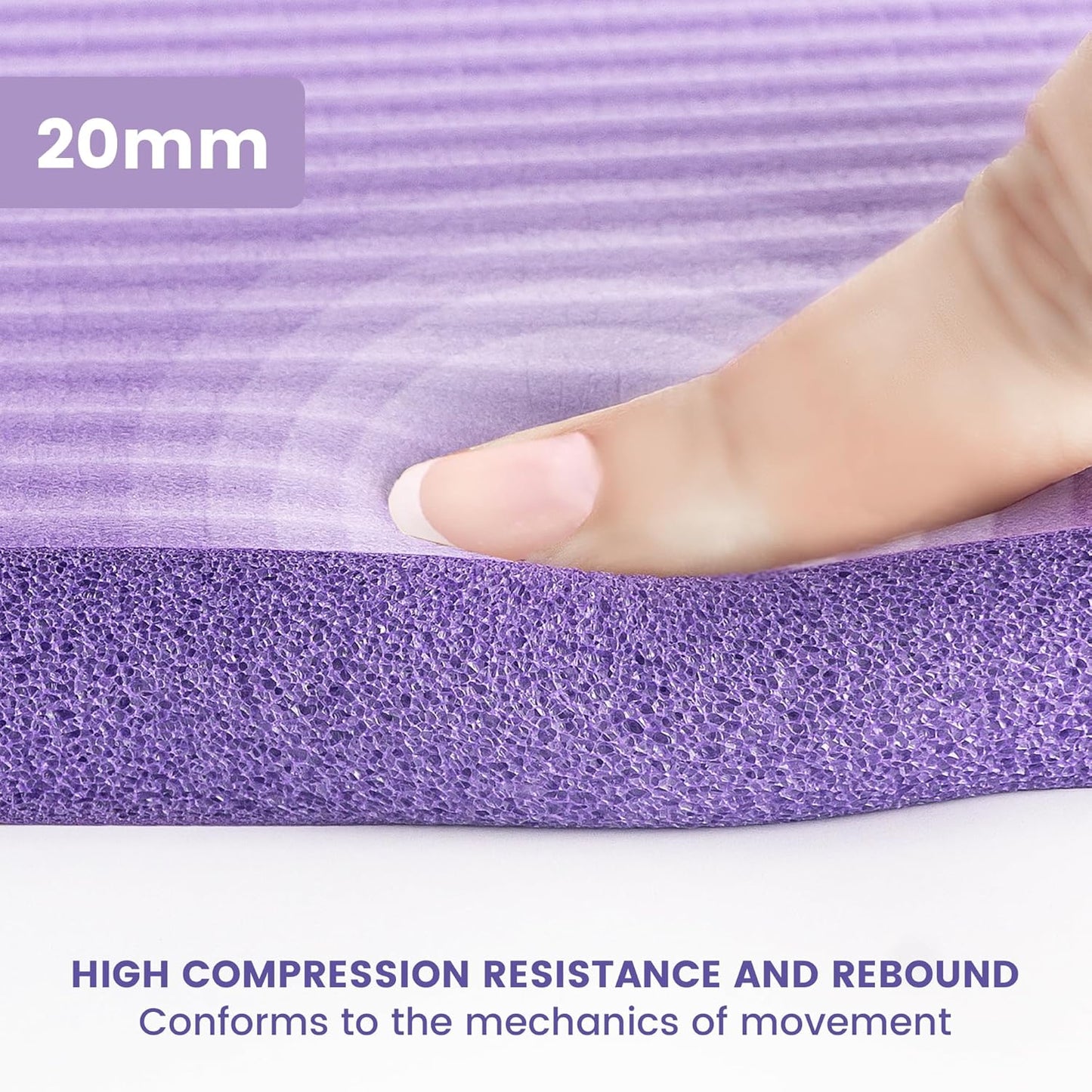 Yoga Knee Pad Cushion, 24 x 9.8 x 0.8 in Thick Mini Yoga Mat, Odor-Free NBR Workout Mat with Storage Strap, Small Exercise Mat for Yoga, Pilates, Kneeling, Planks & Home Gym