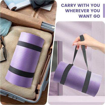 Yoga Knee Pad Cushion, 24 x 9.8 x 0.8 in Thick Mini Yoga Mat, Odor-Free NBR Workout Mat with Storage Strap, Small Exercise Mat for Yoga, Pilates, Kneeling, Planks & Home Gym