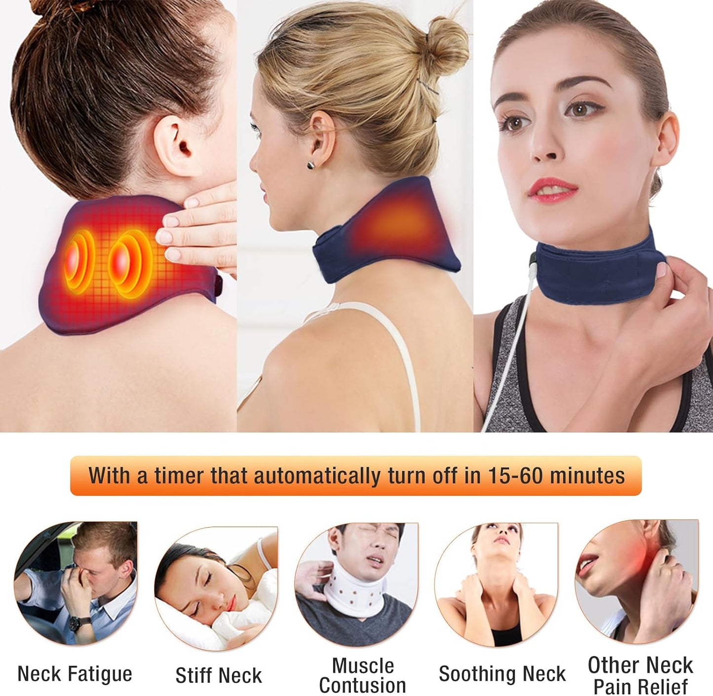 Neck Heating Pad, Small Portable Heated Neck Wrap with Adjustable Time and Temperature Control, USB Powered Neck Pain Relief, Stiffness Relief or Postoperative Recovery Pink