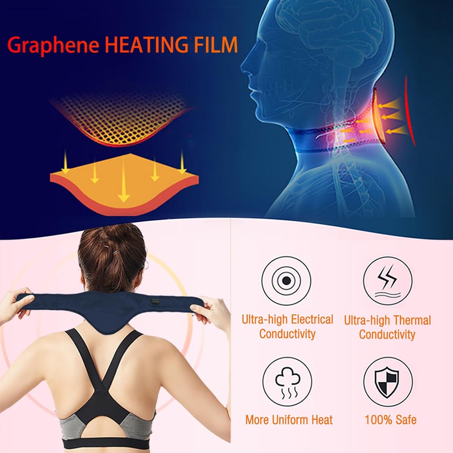 Neck Heating Pad, Small Portable Heated Neck Wrap with Adjustable Time and Temperature Control, USB Powered Neck Pain Relief, Stiffness Relief or Postoperative Recovery Pink