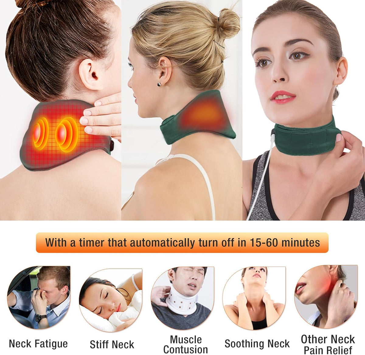 Neck Heating Pad, Small Portable Heated Neck Wrap with Adjustable Time and Temperature Control, USB Powered Neck Pain Relief, Stiffness Relief or Postoperative Recovery Pink