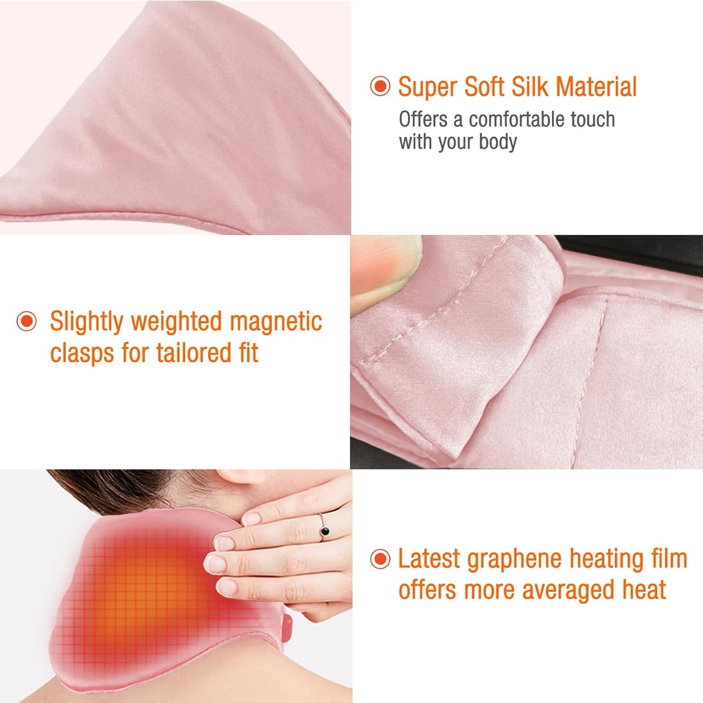 Neck Heating Pad, Small Portable Heated Neck Wrap with Adjustable Time and Temperature Control, USB Powered Neck Pain Relief, Stiffness Relief or Postoperative Recovery Pink