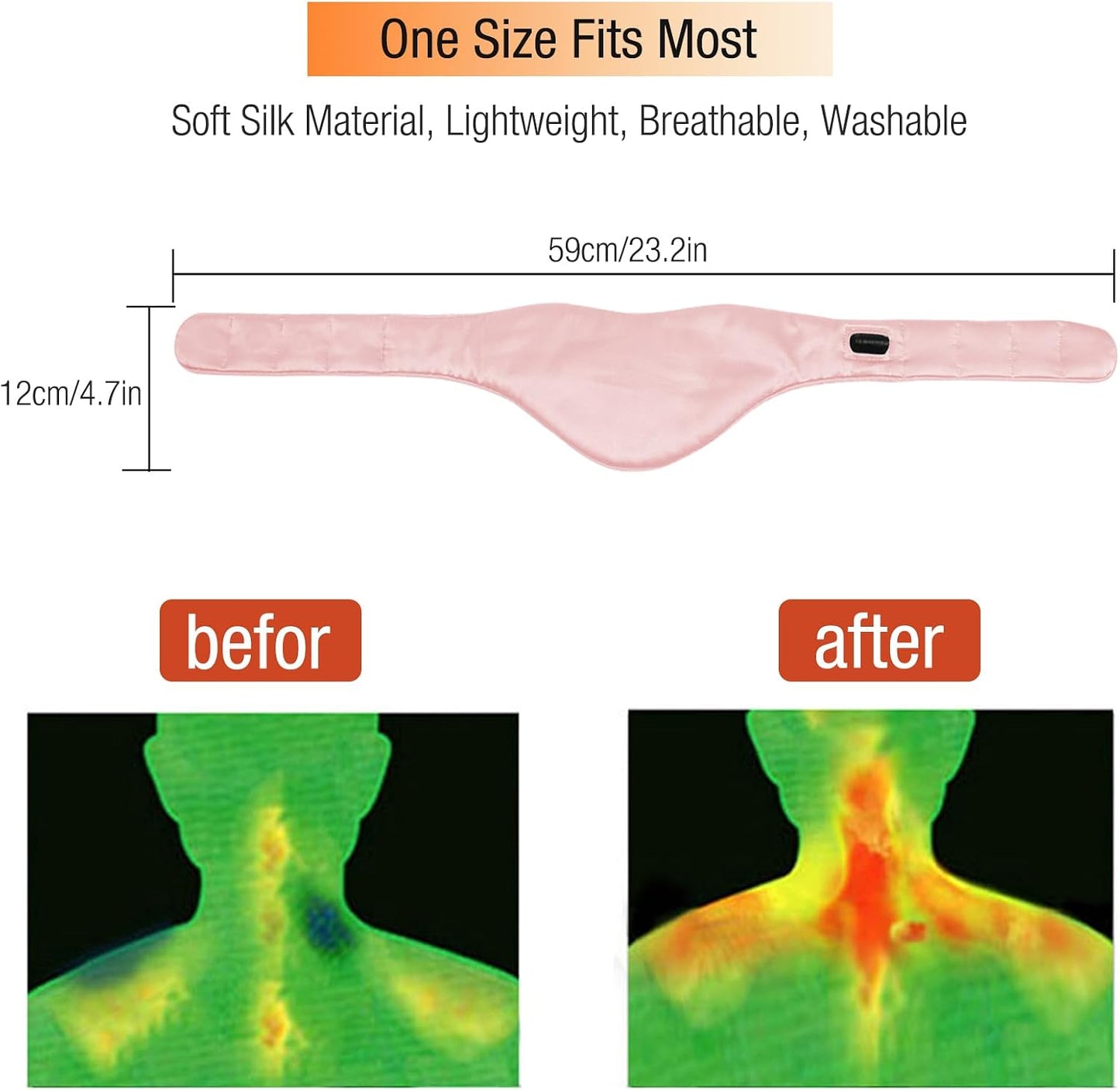Neck Heating Pad, Small Portable Heated Neck Wrap with Adjustable Time and Temperature Control, USB Powered Neck Pain Relief, Stiffness Relief or Postoperative Recovery Pink