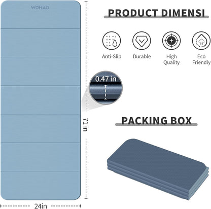 7-Fold Yoga Mat 70"x24" - 1/2 Inch Thick Folding Exercise Mat, Compact Non-Slip TPE Mat for Travel, Storage, Yoga & Home Gym, Lightweight & Portable