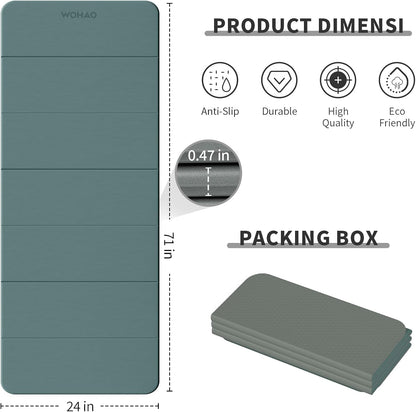 7-Fold Yoga Mat 70"x24" - 1/2 Inch Thick Folding Exercise Mat, Compact Non-Slip TPE Mat for Travel, Storage, Yoga & Home Gym, Lightweight & Portable