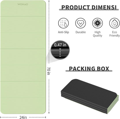 7-Fold Yoga Mat 70"x24" - 1/2 Inch Thick Folding Exercise Mat, Compact Non-Slip TPE Mat for Travel, Storage, Yoga & Home Gym, Lightweight & Portable
