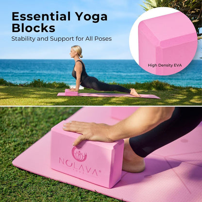Nolava Yoga Mat with Bag – 72 x 24 inch, 1/4 inch Thick Non-Slip Mat – Includes Slap Band, Black Zippered Carry Tote with Mat Sleeve & Inner Pocket – For Yoga, Pilates, Home or Studio.