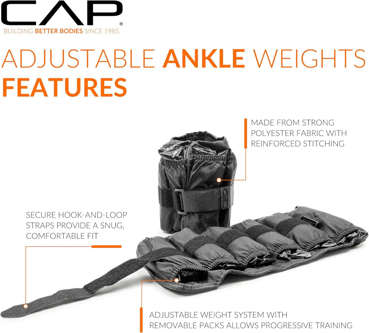 Barbell Adjustable Ankle Weights |10-20lb Pair | Black