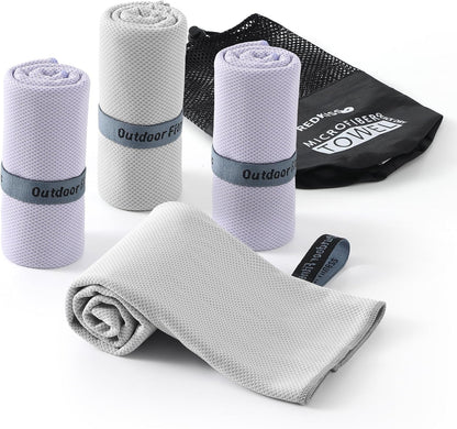 REDKISS 4 Pack Cooling Towels (39"x11"), Ice Towel, Soft Breathable Chilly Towel, Microfiber Towel for Sport, Running, Workout,Gym, Camping & More Activities - Grey