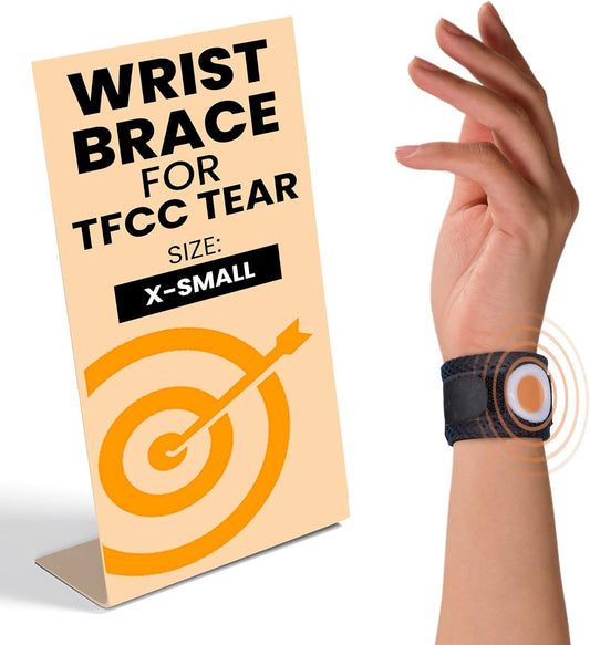 BULLSEYE TFCC Tear Wrist Brace – Adjustable Wrist Band with Silicone Ring Stabilizer for Ulnar-Sided Pain, DRUJ Instability, Tendinitis, Pinky-Side & Repetitive Injury Support – S/M (5.5-7 in)