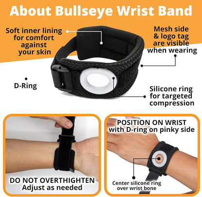 BULLSEYE TFCC Tear Wrist Brace – Adjustable Wrist Band with Silicone Ring Stabilizer for Ulnar-Sided Pain, DRUJ Instability, Tendinitis, Pinky-Side & Repetitive Injury Support – S/M (5.5-7 in)