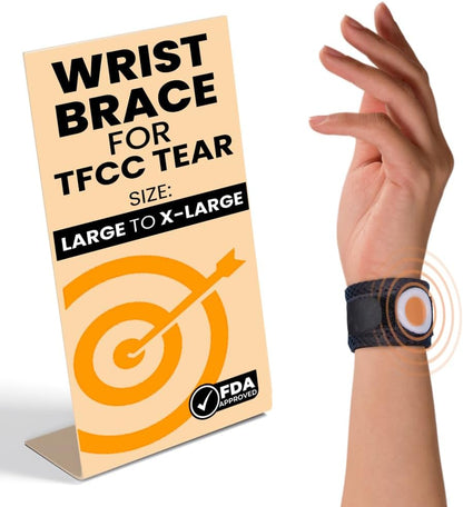 BULLSEYE TFCC Tear Wrist Brace – Adjustable Wrist Band with Silicone Ring Stabilizer for Ulnar-Sided Pain, DRUJ Instability, Tendinitis, Pinky-Side & Repetitive Injury Support – S/M (5.5-7 in)