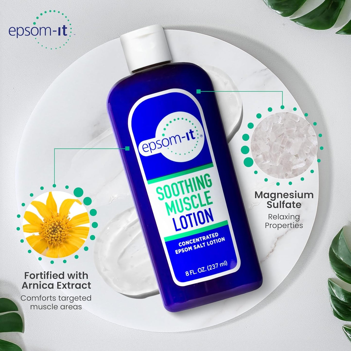 Soothing Muscle Magnesium Lotion, Epsom Salt, Arnica Cream, 1-Pack